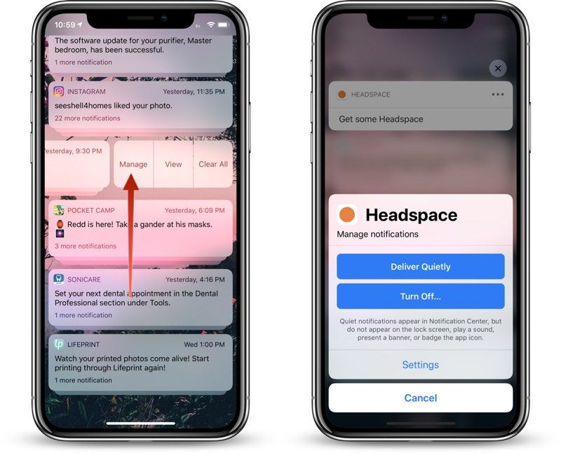 on any notification that s on the lock screen or in the notification center when you swipe down swipe left on a notification to see settings that include - how to tell if someone blocked you on instagram on iphone x iphone 8