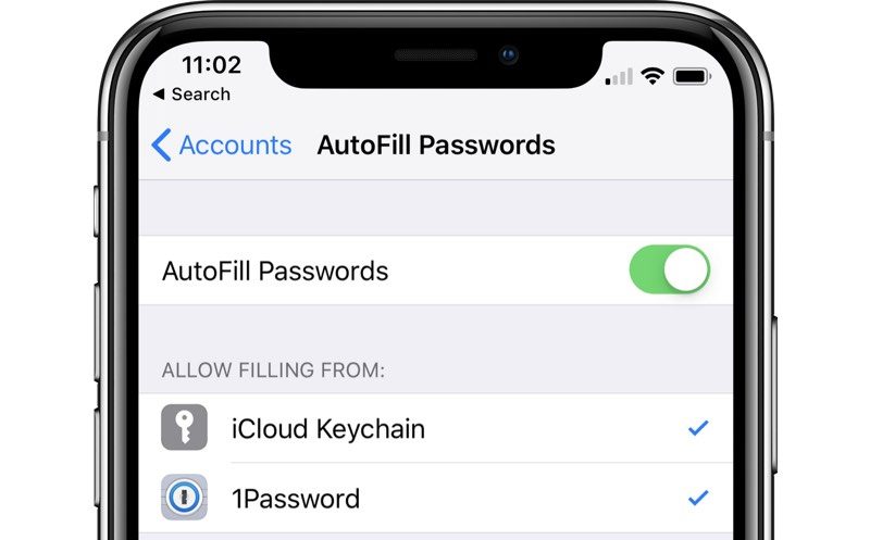 tap settings passwords