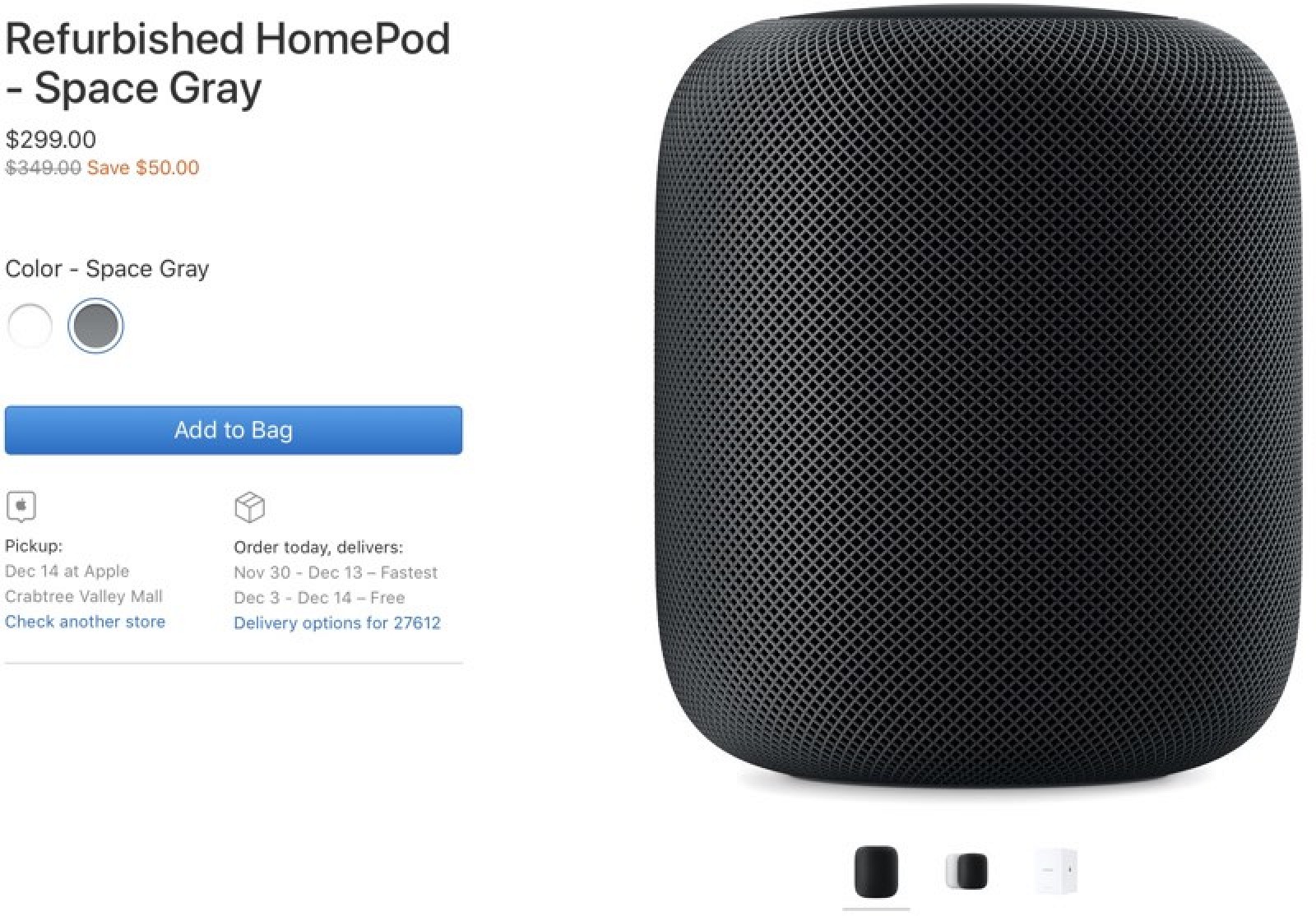 photo of Apple Now Selling Refurbished HomePod for $299 image