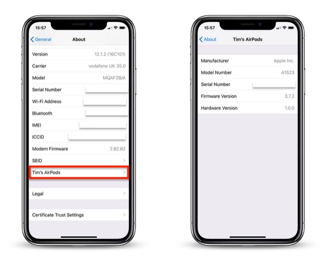 How to Find Your AirPods Serial Number and Check Your Firmware - MacRumors