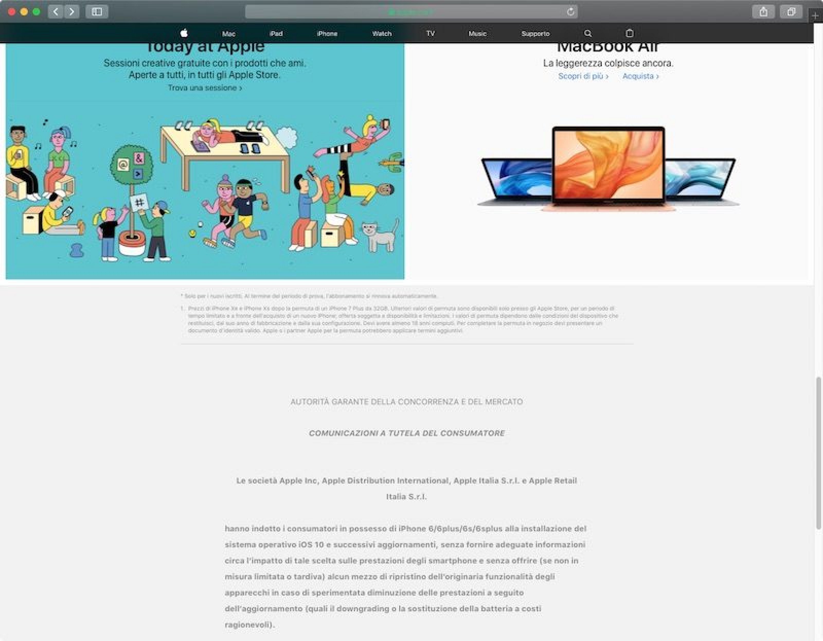 photo of Apple Forced to Add Notice About iPhone Slowdown Saga on Italian Homepage image