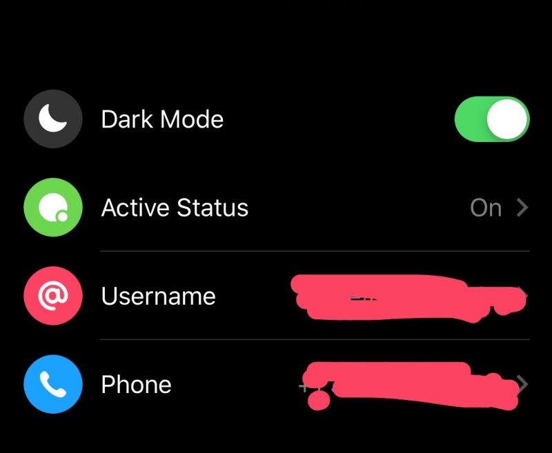 facebook dark mode