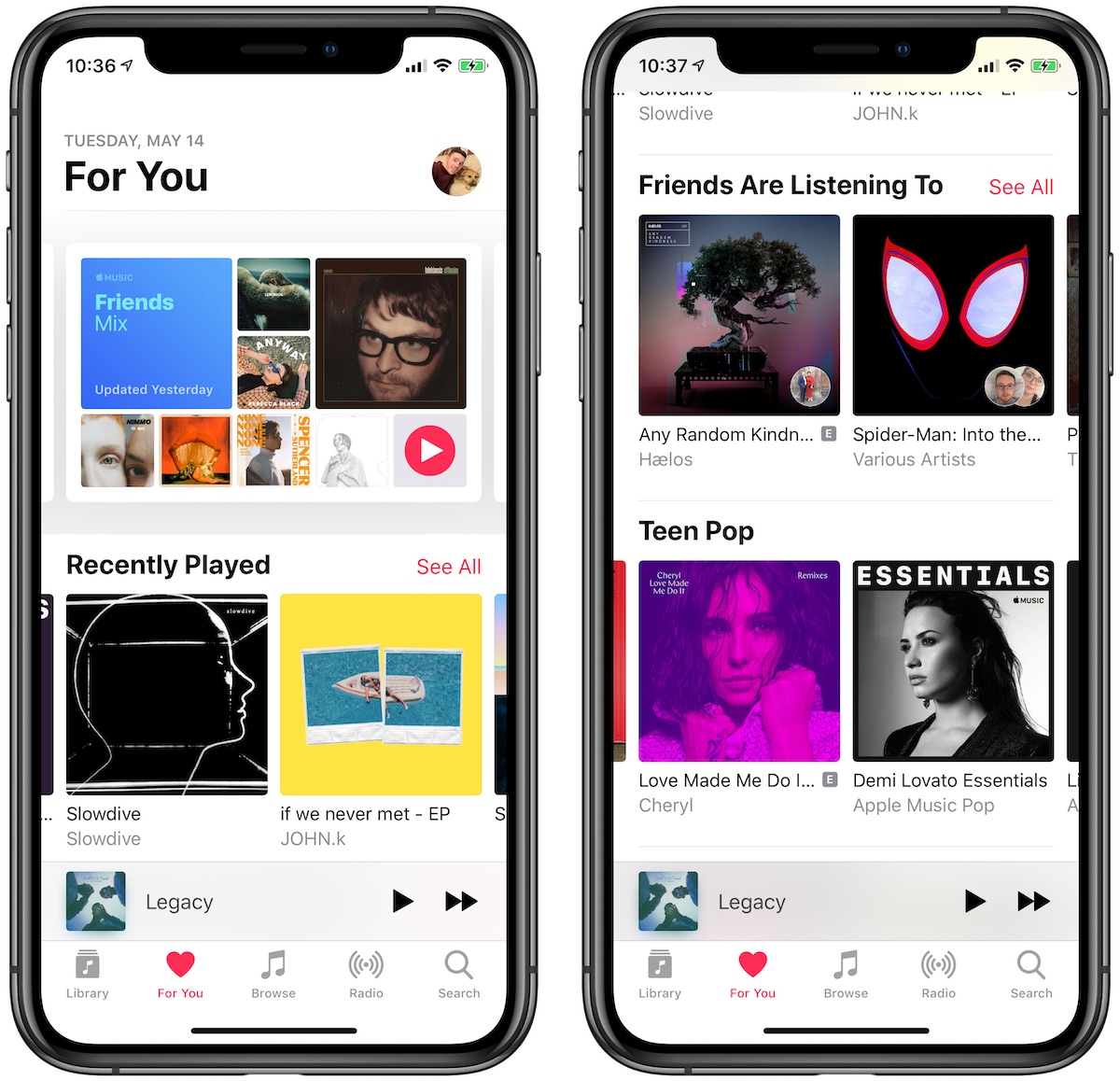 Apple Music Updates 'For You' With New Layout Featuring More Frequent