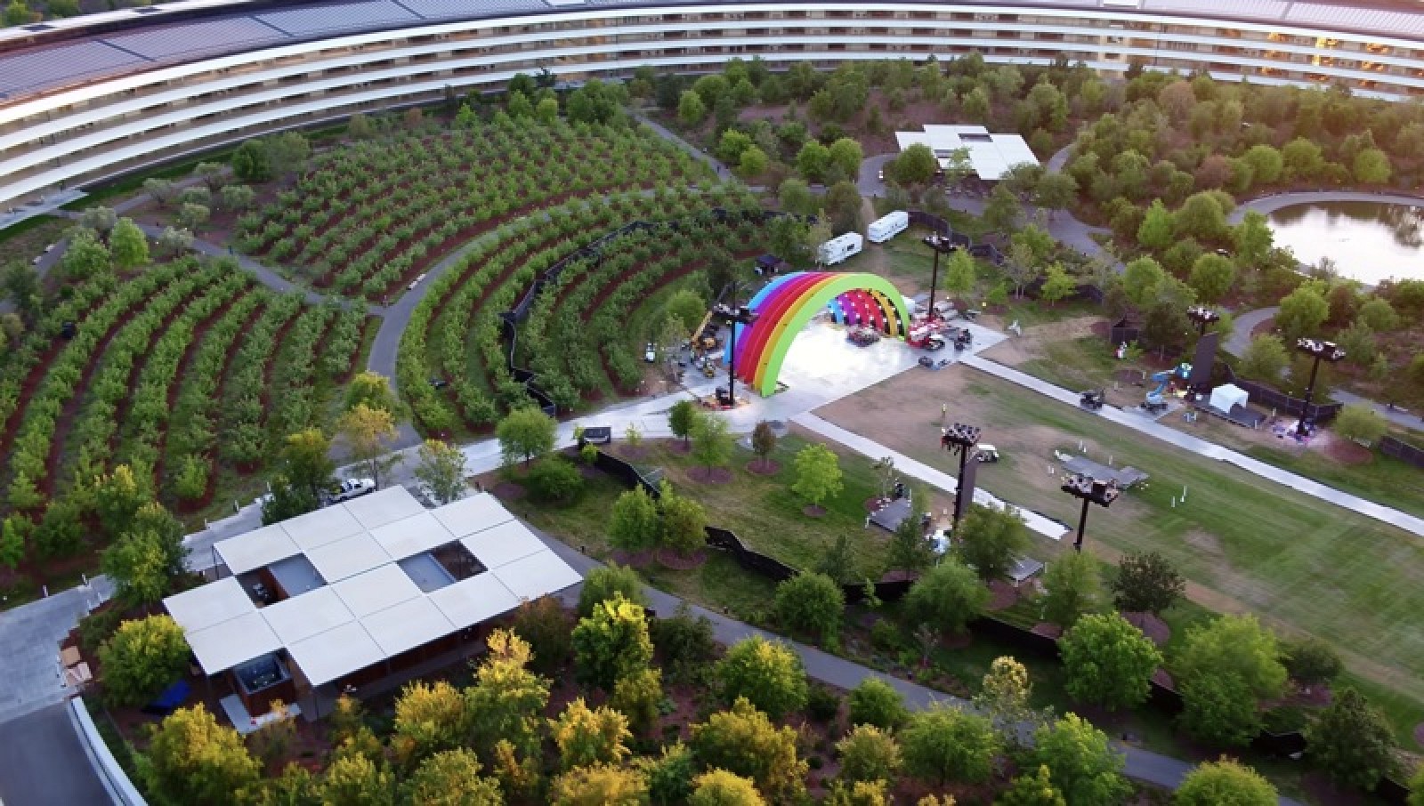 Image result for Apple Park Campus Shown Off in New Drone Video, Mystery Stage Included