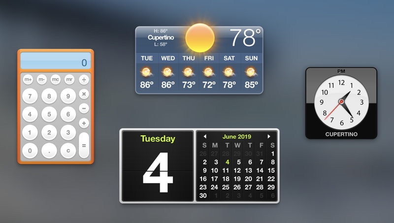mac dashboard widgets weather