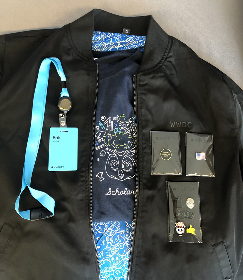 Apple Gifts WWDC 2019 Attendees Swag bag with Reversible Jacket, Magnetic Pins, More