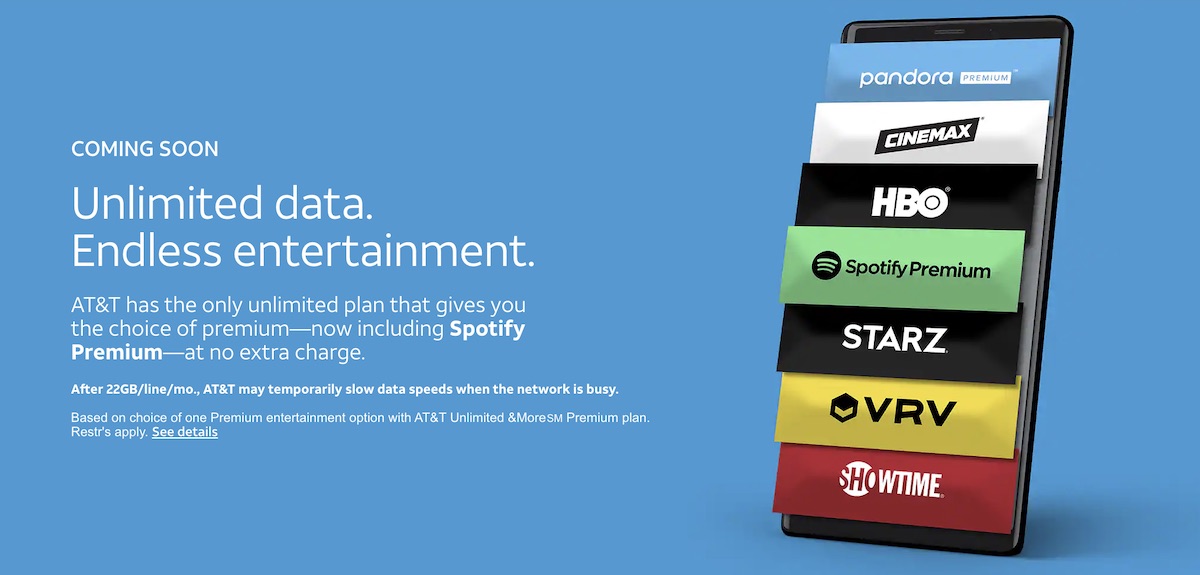 AT&T Unlimited &More Premium Wireless Plan Bundles Spotify Premium at